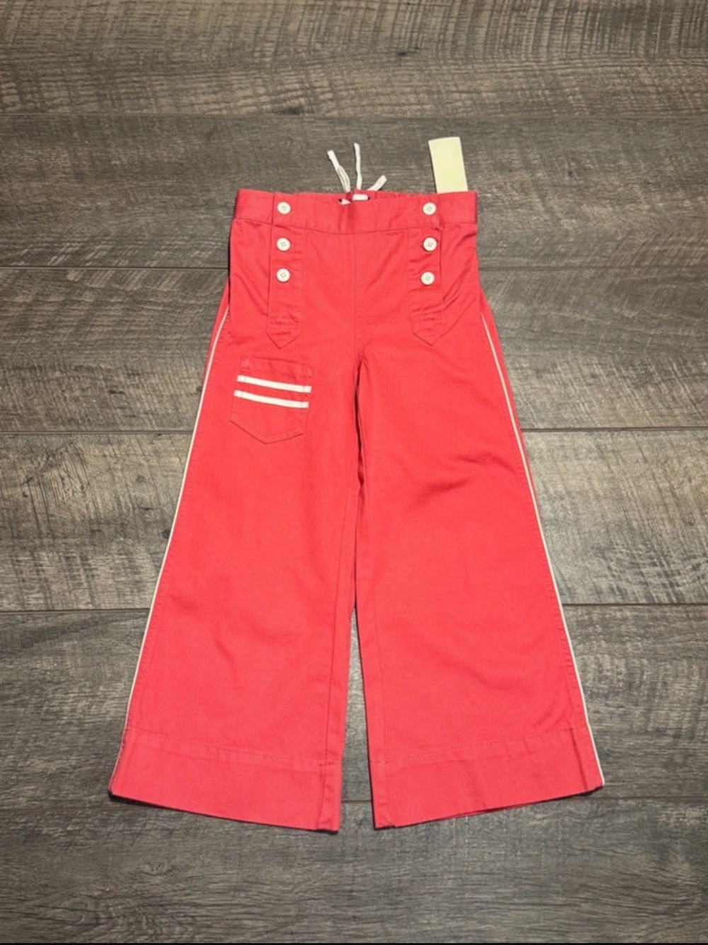 Ralph Lauren Coral Red Sailor Wide-Leg Kids Pants